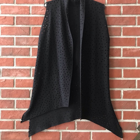 •Unique Wool Long Open Cardigan Wrap Sleeveless Coat Hand Crafted One of a Kind - Picture 3 of 16